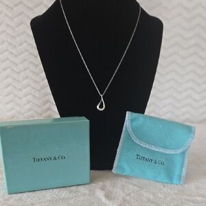 Tiffany & Co. Silver Open Tear Drop Pendant Necklace
